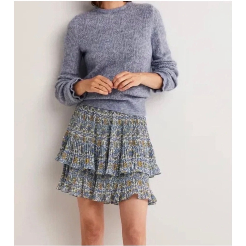 Boden Plisse Floral Paisley Tiered Mini Skirt Smocked Waist US size 6